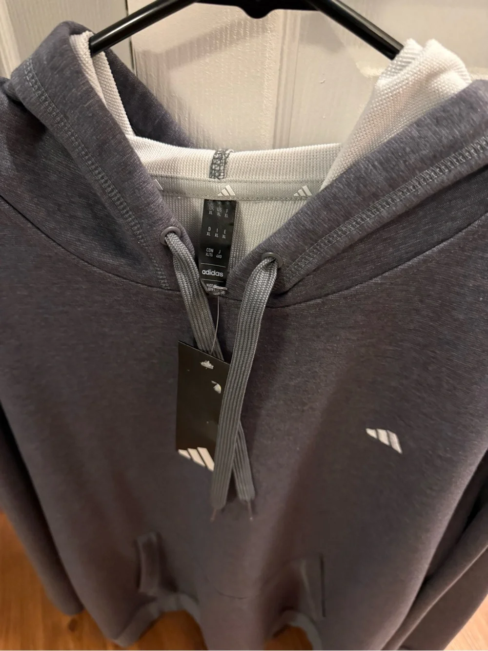 Men's adidas Hooded Pullover Sweatshirt - Charcoal Gray. XL. New